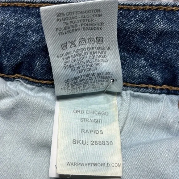 WARP + WEFT Jeans Mens 40 x 30 ORD Chicago Straight Regular Wash Stretch Denim - Picture 4 of 7